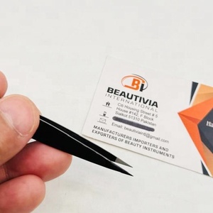 Stainless Steel Fiber Tip Brow Tweezers with Reusable Design Squared and Pointed Tip Stainless Steel Black Eyebrow Tweezers - Product Image 4