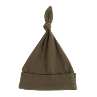 Gorros de bebé de algodón orgánico 100% de alta calidad, gorro anudado suave personalizable para recién nacido, gorro teñido liso al por mayor