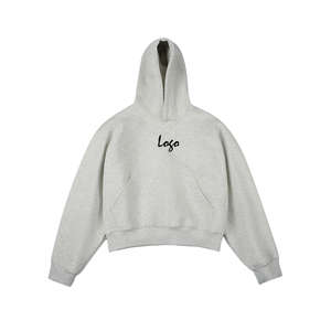 Venta al por mayor de alta calidad 100% algodón personalizado bordado de color gris jersey de ajuste regular de los hombres respetuosos con el medio ambiente nuevo estilo Hip Hop - Product Image 1