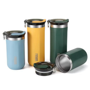 Mug à café réutilisable en acier inoxydable isolé avec couvercle, écologique pour les voyages et le bureau - Product Image 1