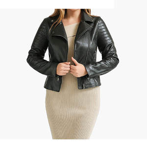 Veste bomber en cuir d'agneau véritable pour femmes en gros, respirante, épaisse, mode d'hiver pour femmes - Product Image 5
