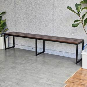 Industrial Design 200x35cm Rubberwood <b>Bench</b> with Iron <b>Legs</b> GBD028 - Product Image 5