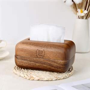 Caja de pañuelos de nogal de lujo | Soporte de papel de madera para baño y sala de estar | Estuche de almacenamiento de escritorio moderno | Organizador de decoración del hogar - Product Image 6