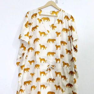 Vêtements de plage imprimé tigre coton caftan Robe Robe de chambre pour les femmes plage couvrir Robe de demoiselle d'honneur - Product Image 1