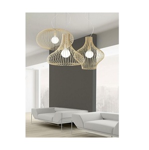 Lámpara Colgante LED Estilo Rústico, Acabado en Ratán Natural, Construcción de Aluminio y Vidrio, Diseño Personalizable - Product Image 2