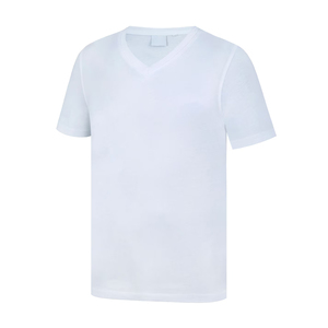Camiseta con cuello en V para mujer, camiseta en blanco informal de algodón suave de tela al por mayor para todos los días - Product Image 4
