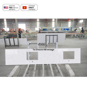 Losa de Cuarzo Fabricada NV722 Carrara con Vetas Finas, para Residencias, Villas, Ingeniería, Fabricación, Losa Superior de Piedra de Cuarzo - Product Image 3