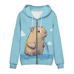 เสื้อมีฮู้ดคอกลมแขนยาวสำหรับผู้หญิงคอลเลกชันใหม่เสื้อมีซิปลำลองสีทึบเปิดไหล่แนวลำลอง100% - Product Image 3