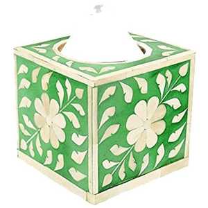 Boîte à mouchoirs en incrustation d'os au design personnalisé porte-serviettes carré rangement décoratif pour table à manger et décoration intérieure - Product Image 1