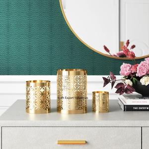 Bougeoir votif rond en laiton découpé au laser fini or ensemble de 3 pour la maison et la décoration de Noël - Product Image 6