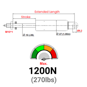 600N 32mm Stroke Medical <b>Bed</b> <b>Backrest</b> Adjustment Locking Carbon Steel Gas Strut ISO9001:2015 Certified Cylinder Made Turkey - Product Image 4