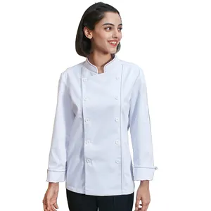 BSCI WRAP OEM Unisex Long Sleeve Chef Coat With Colour Trim