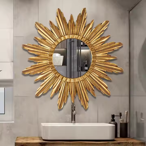 กระจกโลหะติดผนังกระจกห้องน้ำทรงกลมแต่งหน้าติดผนังสำหรับห้องนั่งเล่นกระจกโลหะ - Product Image 4