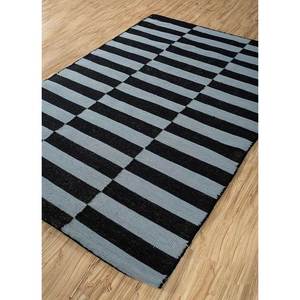 Tapis en laine tissée plate Alhambra gris et noir, rayé abstrait, rectangulaire, pour couloir, usage domestique - Modèles Dwrm-176, tapis de chambre/chevet - Product Image 2