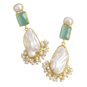 Aretes de Aro de Latón al por Mayor, Aretes de Piedra Natural Orgánica, Acabado de Latón Antiguo, Pieza de Moda, Perfectos para Pedidos al por Mayor - Product Image 4