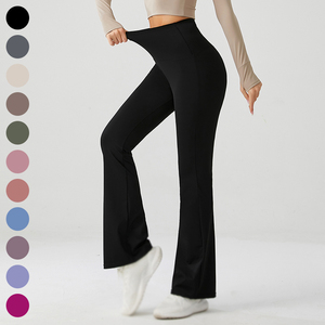 Ropa de mujer de talla grande Pantalones de yoga acampanados de gimnasio activo de cintura alta con bolsillos Ropa de mujer Leggings de gimnasio de Yoga de talla grande - Product Image 3