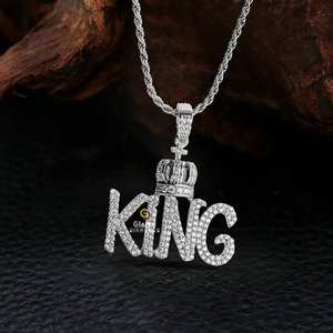 Pendentif Hip Hop Lettre Personnalisée pour Homme en Or Blanc 10K avec Brillant Lab Grown VVS Clarity D Diamants Incolores Cadeau - Product Image 5