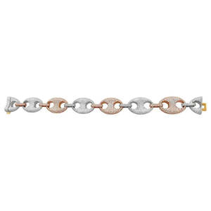 Round Shaped Two Tone Puff Link Bracelet Moissanite Two-Tone <b>Bangle</b> - Product Image 2