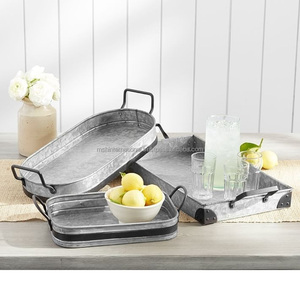 Art Deco <b>Silver</b> Round Serving Trays Set for Outdoor Use Durable Eco-Friendly <b>Wall</b> Mount Storage Trays - Product Image 1