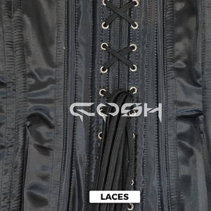 Front Zip Up Black Satin Underbust Corset Steel Boned Waist <b>Trainer</b> Party Wear Corset - Product Image 4