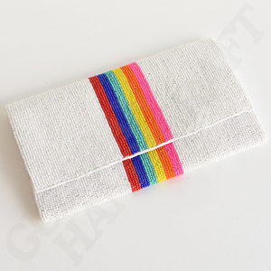 กระเป๋าพาดลำตัวลูกปัดขนาดเล็กแบบม้วนทำด้วยมือสีแดงเข้มและสีขาวสำหรับวันเกมพร้อมจิตวิญญาณของอะลาบามาสายโซ่ที่ถอดออกได้ - Product Image 2