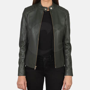 Chaqueta de cuero genuino para uso en exteriores, nuevo diseño, chaqueta de cuero para mujer, chaqueta de cuero de color sólido para mujer - Product Image 4