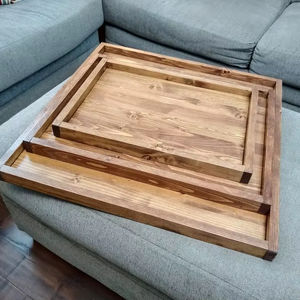 Al por mayor plato de comida de madera bandeja de madera redonda plato cargador de madera personalizado/fruta comida servir platos redondos con el mejor precio - Product Image 1