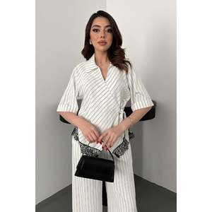 <b>White</b> Striped Lace <b>Set</b> - <b>White</b> - Product Image 3