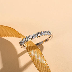 Jeulia Minimalist Heart <b>Ring</b> Sterling Silver with Zircon-Men's Rhodium Plated Gift Jewelry - Product Image 3