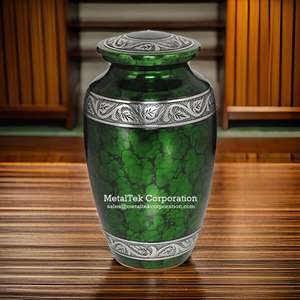 Urnas de cremación para adultos con estampado de transferencia verde brillante clásico Precio bajo Venta al por mayor MetalTek Corporation Frasco funerario de metal de alta calidad - Product Image 3
