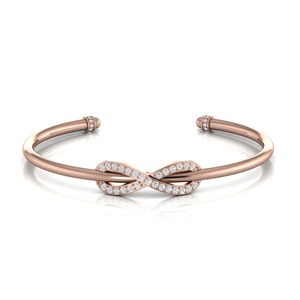 Bracelet réglable de style infini en or massif 14 carats avec diamant rond de laboratoire certifié IGI VVS D de style élégant pour femmes tendance - Product Image 3