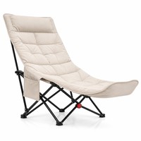 Fauteuil inclinable 4 vitesses avec repose-jambes rembourré en acier inoxydable, tissu Oxford, réglable, léger et portable