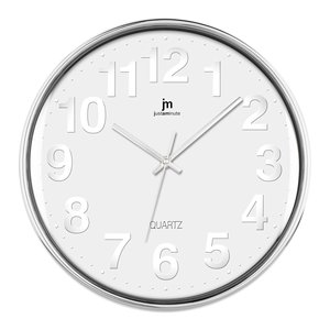 Horloge murale décorative en plastique quartz 35,5 cm, mouvement silencieux blanc, design 3D JUSTAMINUTE 00816B - Product Image 1
