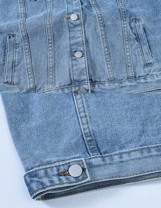 Veste en jean unie à manches longues pour homme avec logo personnalisé, séchage rapide, respirante, 100 % coton, col montant, poches imprimées pour l'hiver - Product Image 2
