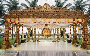 Hexágono estilo templo Manavarai boda Mandap Royal Hexagonal Manavarai para bodas tamiles Telugu Pelli Vedika Hexa Mandapam - Product Image 2