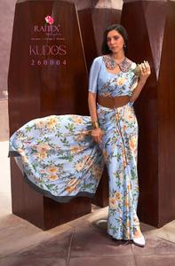 Crêpe de fête avec Saree en soie à impression numérique de créateur Tenue traditionnelle Tenue fonctionnelle Belle combinaison de couleurs imprimée - Product Image 2