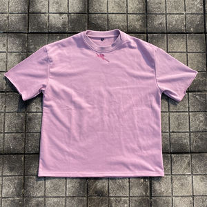 T-shirts à épaules tombantes Impression personnalisée T-shirt en coton épais Broderie surdimensionnée T-shirt à manches courtes pour hommes - Product Image 2