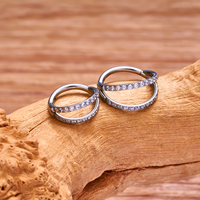 4Pcs Grosir Anting Hidung Septum Clicker Stainless Steel CZ Zircon Lapis Emas PVD Anting Hoop Perhiasan Tindik Tubuh Modis