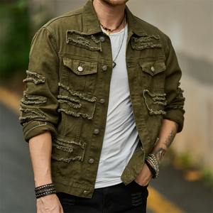 Veste élégante en denim de coton respirant de qualité supérieure pour hommes avec logo personnalisé Veste en jean délavé sur le devant - Product Image 1