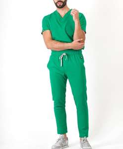 Costumes de gommage unisexe col en V en coton à séchage rapide, top ventes, ensembles de gommage d'allaitement OEM, costumes de gommage médical en spandex avec logo personnalisé - Product Image 5