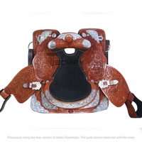 Selle de cheval en cuir occidentale faite à la main avec outillage floral argenté Premium Equestrian Riding Tack