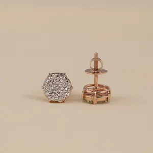 Pendientes de Diamantes Cultivados en Laboratorio, Diseño de Aro Chapado en Oro sobre Plata de Ley, Acabado en Oro Blanco, Rosa y Amarillo, Claridad VS1 - Product Image 3