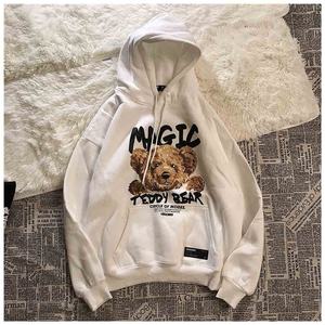 Sudadera con capucha para parejas, de algodón 100%, con estampado de dibujos animados, oso polar, talla grande, Primavera - Product Image 1