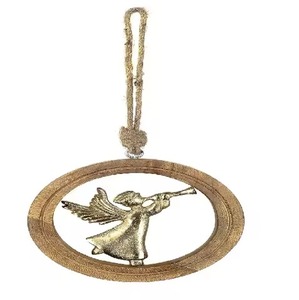 Adornos de árbol de Navidad de madera de mango colgante en forma de corazón para decoraciones de árboles de Navidad de vacaciones - Product Image 3