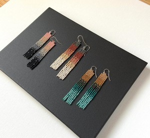 Bead Fringe <b>Earrings</b> - Ombre Seed Bead <b>Earrings</b> - Boho <b>Earrings</b> - <b>Turquoise</b> Gold - Product Image 1