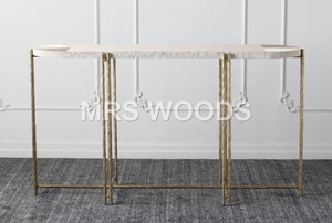 MRS WOODS <span class=keywords><strong>Table</strong></span> <span class=keywords><strong>console</strong></span> <span class=keywords><strong>scandinave</strong></span> <span class=keywords><strong>Table</strong></span> <span class=keywords><strong>console</strong></span> étroite en bois or brillant <span class=keywords><strong>Table</strong></span> de canapé de luxe pour le salon - Product Image 2
