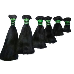 Extensions de cheveux en vrac non-Remy vierges 100% non traités cheveux noirs raides naturels à texture droite - Product Image 1