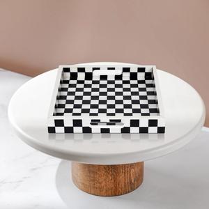 Nouveauté Plateau de service carré en résine fait à la main Motif noir et blanc Technique de polissage pour la décoration intérieure - Product Image 3