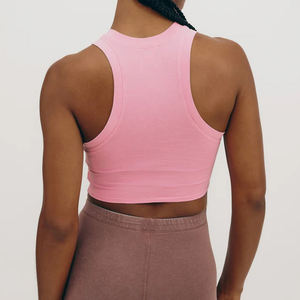 Camiseta sin mangas corta de algodón y poliéster para mujer, camiseta sin mangas corta de secado rápido al mejor precio para mujer a la venta - Product Image 2