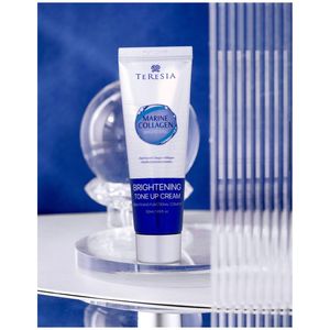Crème de Jour Éclaircissante au Collagène Marin Teresia 50ml Unifiante pour Tous Types de Peau Soin OBM pour Femmes en Tube - Product Image 1